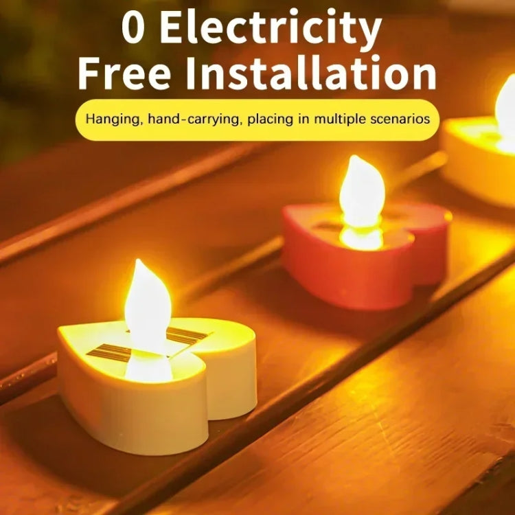 Solar Candle Light Outdoor Courtyard Villa Garden Waterproof Decoration Light, Spec: Heart Model Red Shell