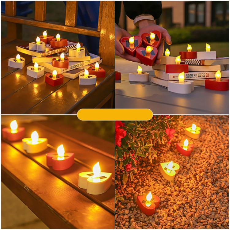 Solar Candle Light Outdoor Courtyard Villa Garden Waterproof Decoration Light, Spec: Heart Mode White Shell