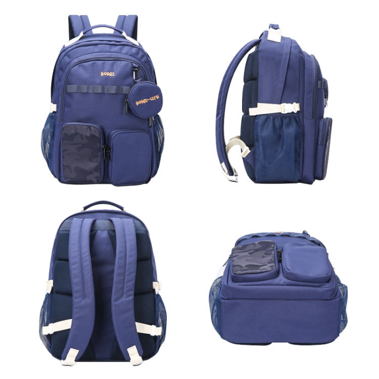 Bopai 68-01729 Large Capacity Canvas Lightweight and Breathable Student Schoolbag(Black 2)