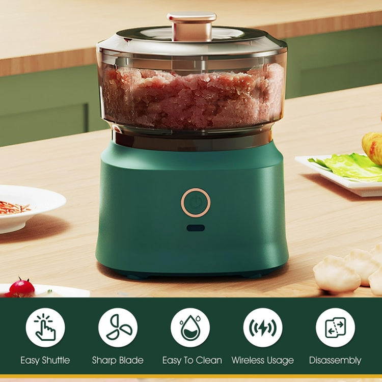JRQ-01 Home Wireless Electric Meat Grinder Kitchen Garlic Pounder, Size: Electroplated Double-click(Green)