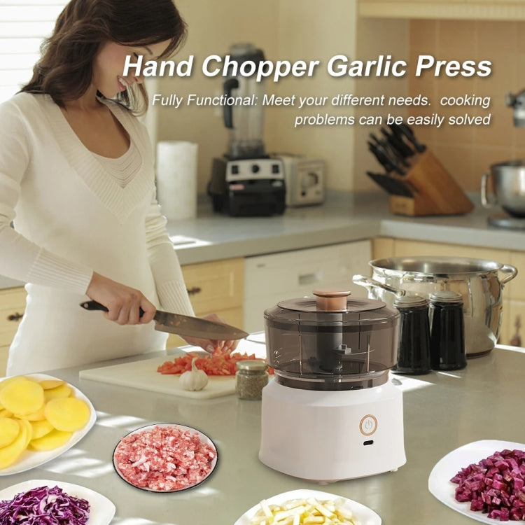 JRQ-01 Home Wireless Electric Meat Grinder Kitchen Garlic Pounder, Size: Electroplated Double-click(White)