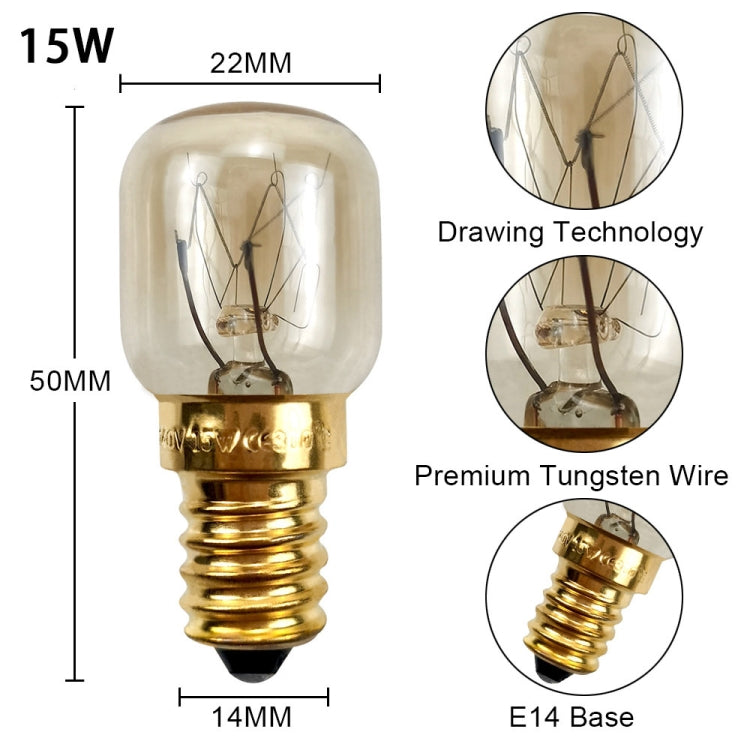 E14 Salt Crystal Lamps High Temperature Resistant Oven Light Bulb, Power: 15W Brass Lamp Head(2700K Warm White)