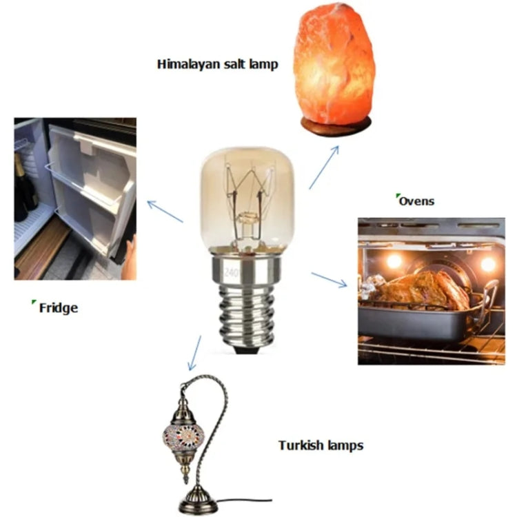 E14 Salt Crystal Lamps High Temperature Resistant Oven Light Bulb, Power: 15W Copper Nickel Plating Lamp Head(2700K Warm White)