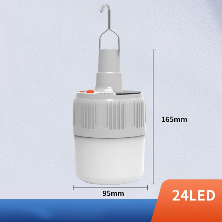 Rechargeable LED Solar Bulb Light Waterproof Night Market Stall Energy Saving Lamp, Model: 24LED