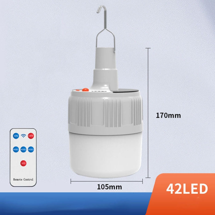 Rechargeable LED Solar Bulb Light Waterproof Night Market Stall Energy Saving Lamp, Model: 42LED Remote Control