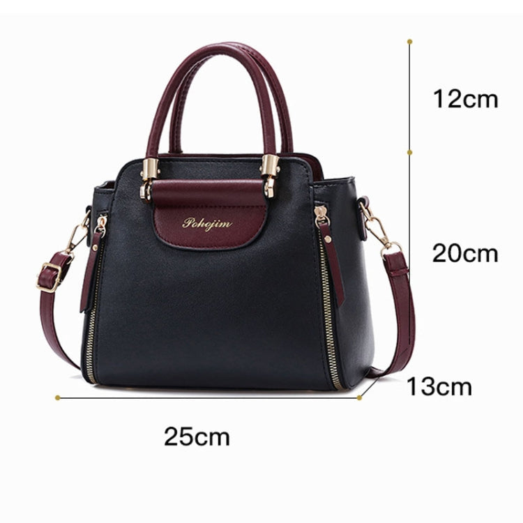 Women Colorblocking Handbag Large Capacity Shoulder Crossbody Bag(White)