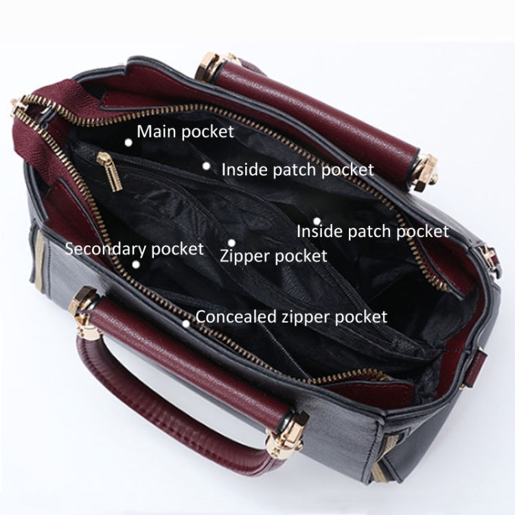 Women Colorblocking Handbag Large Capacity Shoulder Crossbody Bag(White)