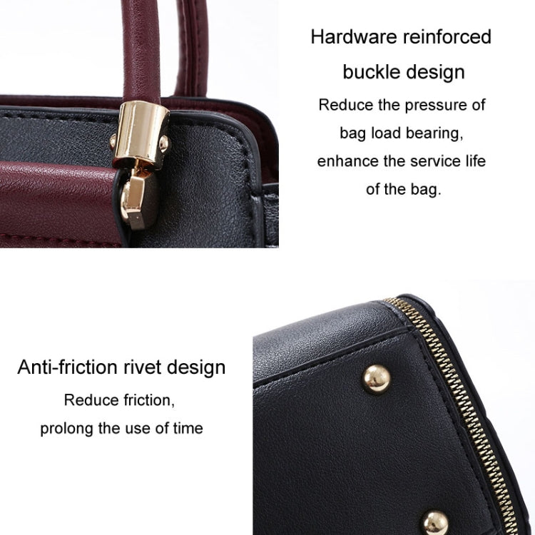 Women Colorblocking Handbag Large Capacity Shoulder Crossbody Bag(Pink)