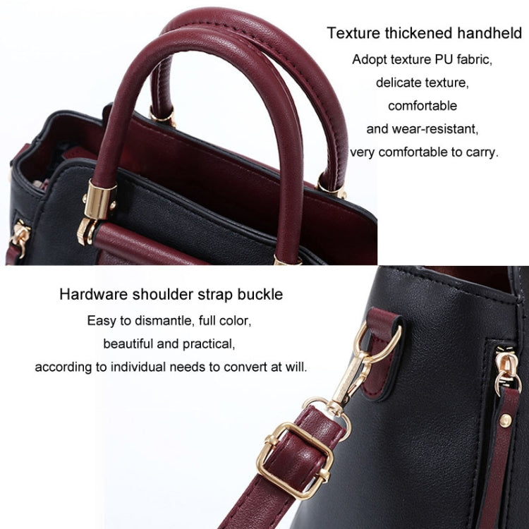 Women Colorblocking Handbag Large Capacity Shoulder Crossbody Bag(Black)