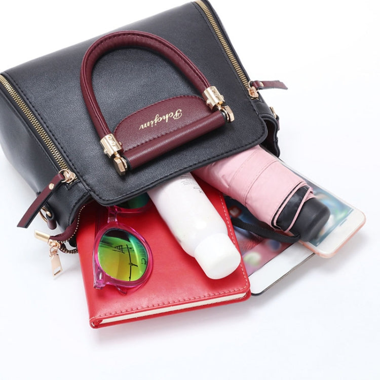 Women Colorblocking Handbag Large Capacity Shoulder Crossbody Bag(White)