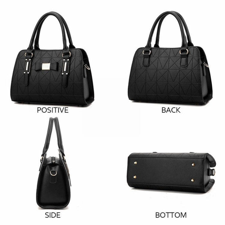 Women Bowknot Embossed Handbag Large Capacity Shoulder Bag(White)