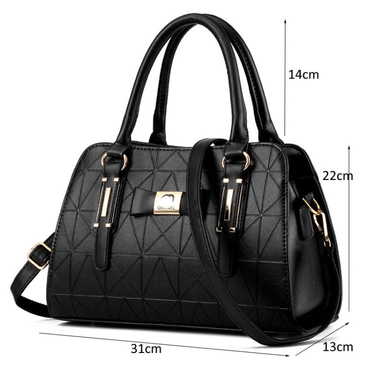 Women Bowknot Embossed Handbag Large Capacity Shoulder Bag(White)