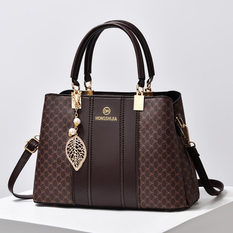 Spring Summer Lady Handbag Large Capacity Colorblocking Shoulder Crossbody Bag(Coffee)