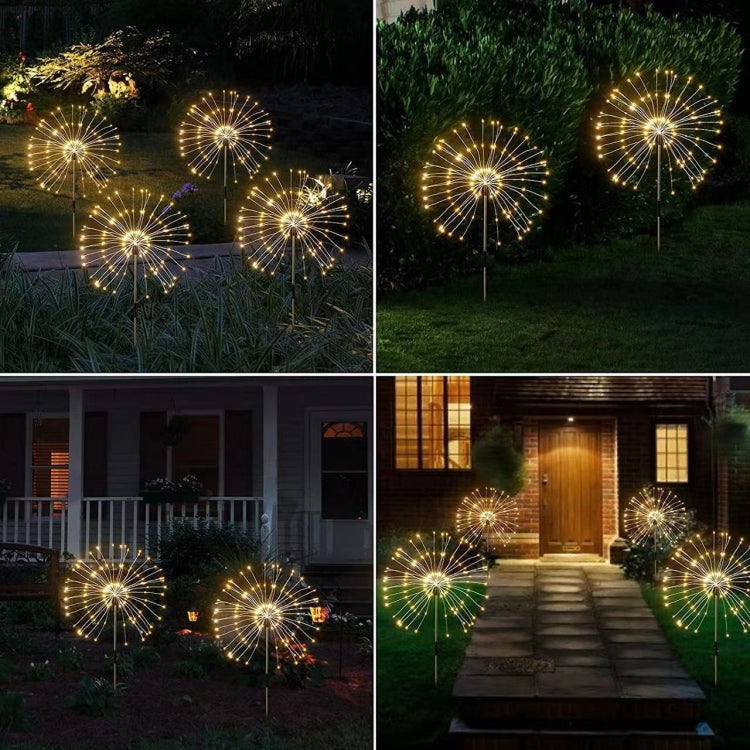 1 Drag 3 Warm Light 360 LEDs Solar Fireworks Lamp Grass Globe Dandelion Flash String With Remote Control