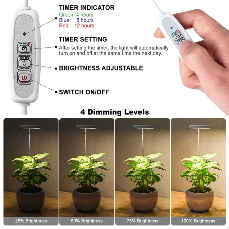 Three Heads LED Angel Ring Plant Growth Light Imitation Sunlight Telescopic Plant Fill Light