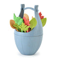 16pcs Fruit Forks + 1pc Barrel Mini Wheat Fiber Material Tableware Set Snack Dessert Forks(Blue)