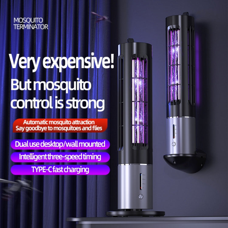 D9 Portable UV Anti Mosquito Lamp Rechargeable Mute Fly Trap with 3-speed Timing(Black)