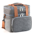 Double Layer Insulated Lunch Bag Large Capacity Food Cooler Bag with Shoulder Strap(Grey)