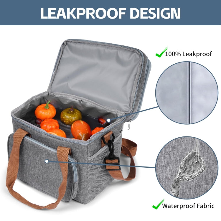 Double Layer Insulated Lunch Bag Large Capacity Food Cooler Bag with Shoulder Strap(Navy Blue)