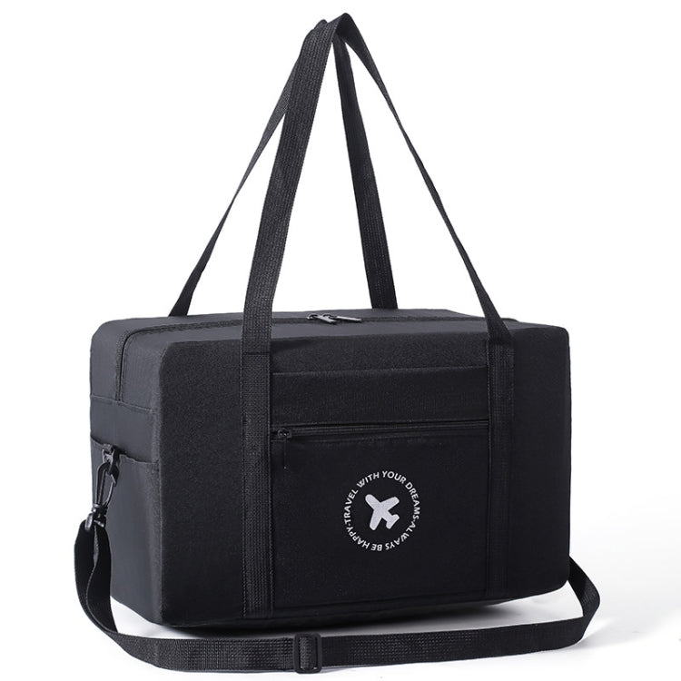 Foldable Travel Bag Shoulder Bag Airplane Suitcase For Camping Hiking, Size: Small Black