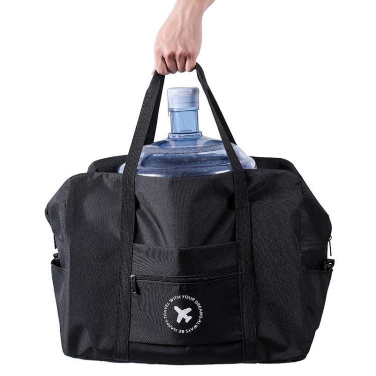 Foldable Travel Bag Shoulder Bag Airplane Suitcase For Camping Hiking, Size: Large Black