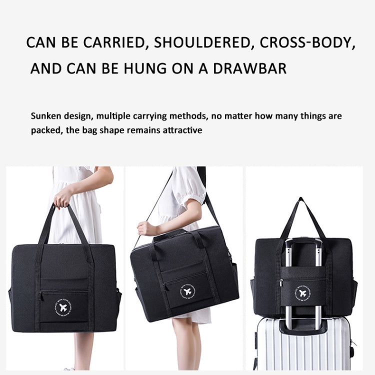 Foldable Travel Bag Shoulder Bag Airplane Suitcase For Camping Hiking, Size: Small Black