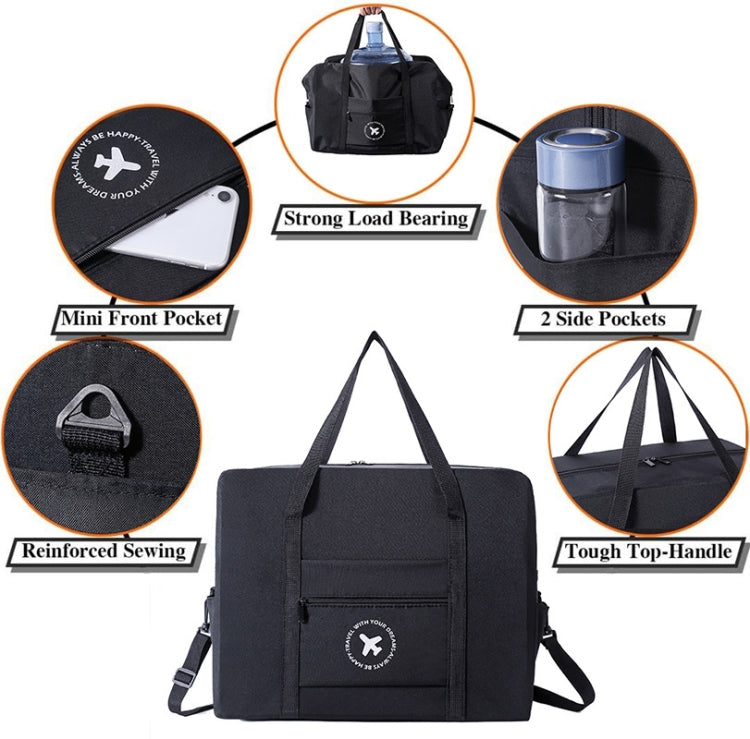 Foldable Travel Bag Shoulder Bag Airplane Suitcase For Camping Hiking, Size: Small Black