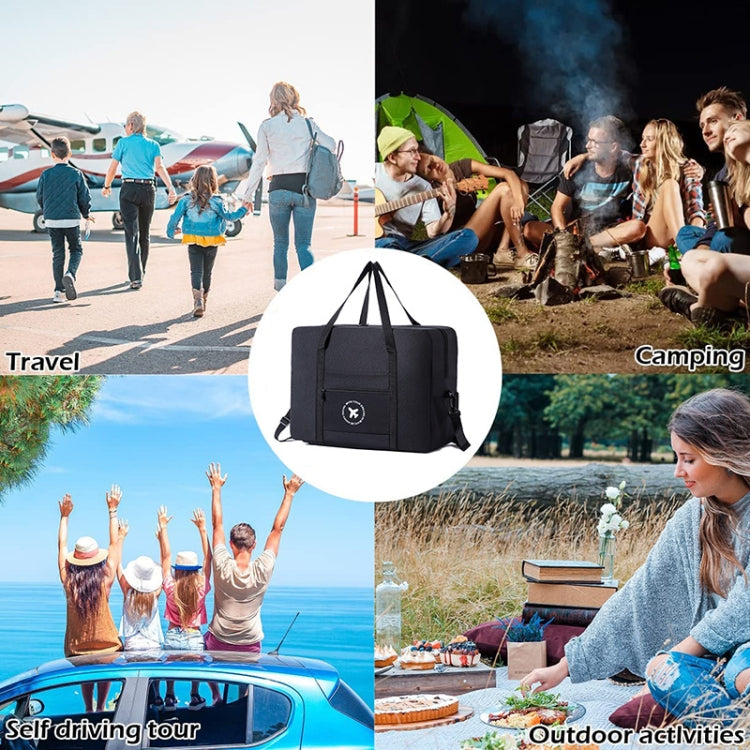Foldable Travel Bag Shoulder Bag Airplane Suitcase For Camping Hiking, Size: Small Black
