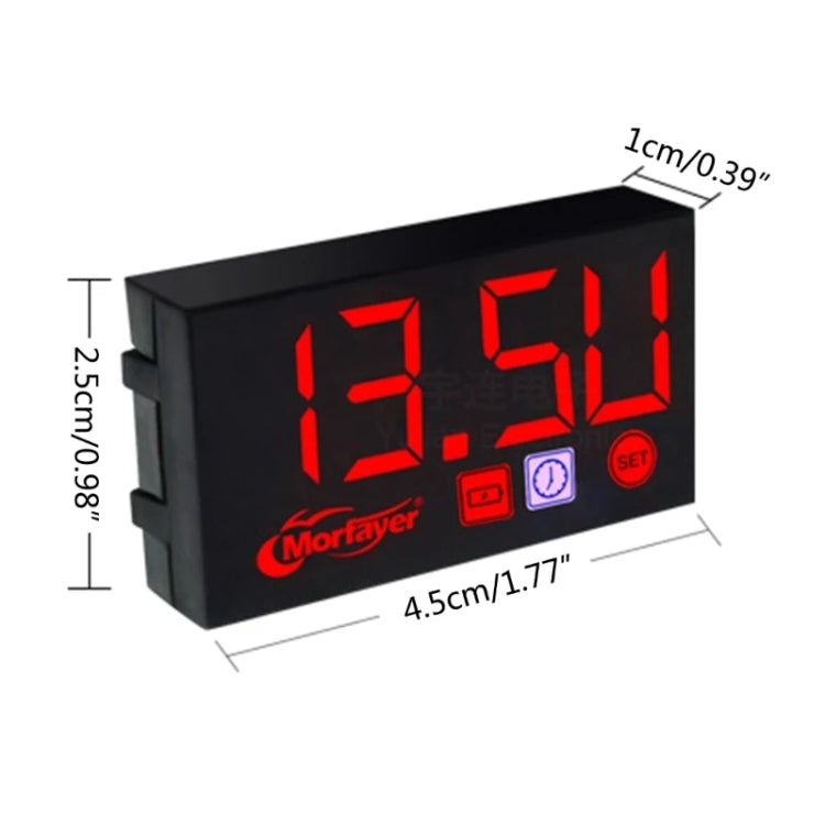 Compact LED Digital Display Time Voltmeter, Specification: 3 in 1 Green