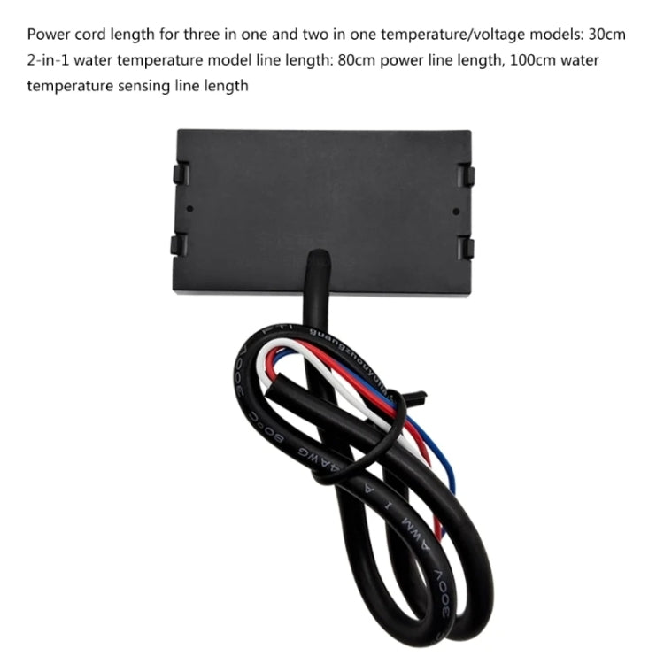 Compact LED Digital Display Time Voltmeter, Specification: 3 in 1 White