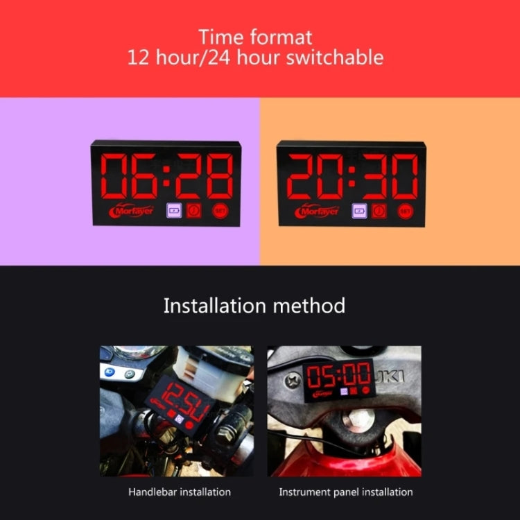 Compact LED Digital Display Time Voltmeter, Specification: 2 in 1 Water Temperature Red