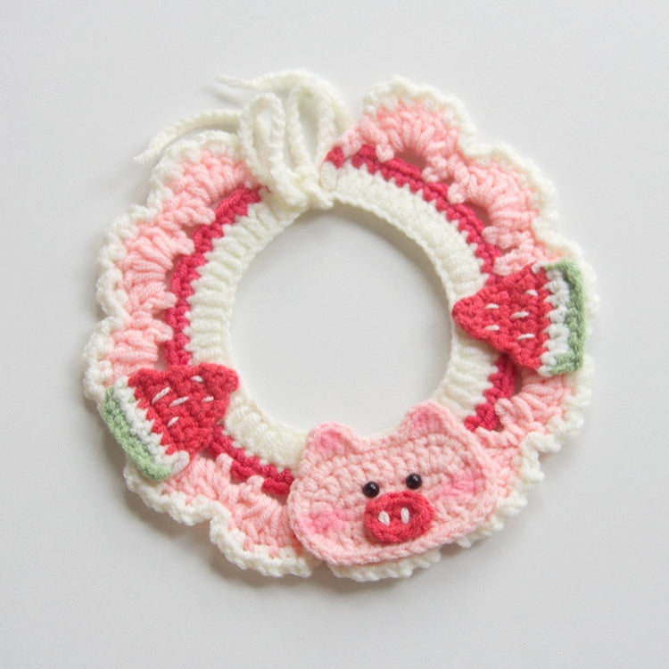 Cats Dog Cute Knitted Collar Woolen Collar Handmade Scarf For Photo Decoration, Style: Watermelon Pig(S)