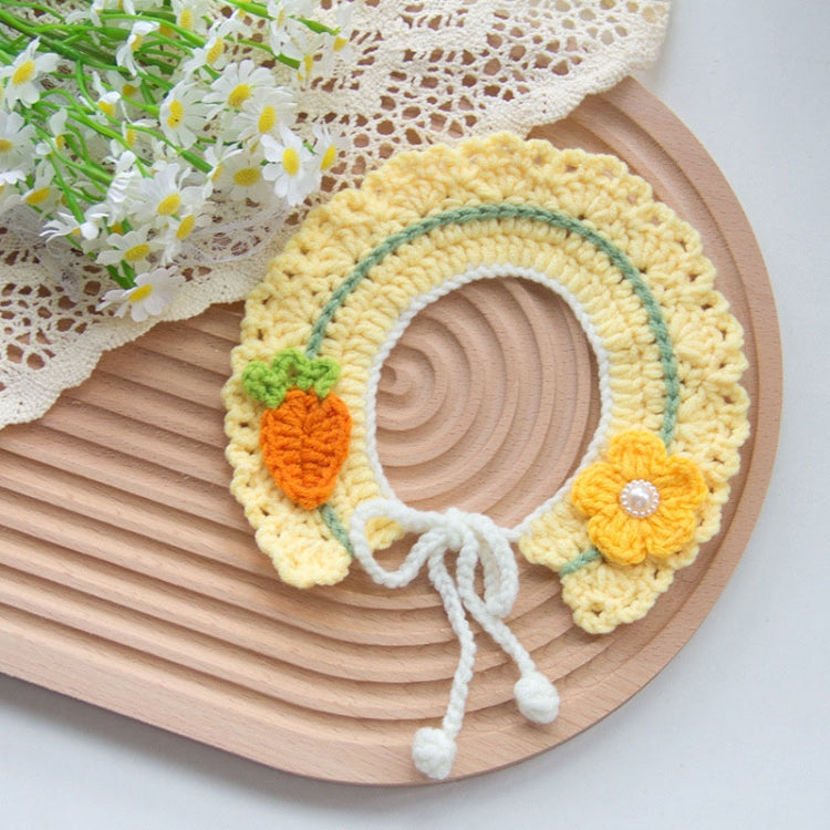 Cats Dog Cute Knitted Collar Woolen Collar Handmade Scarf For Photo Decoration, Style: Corn Radish Flower(L)