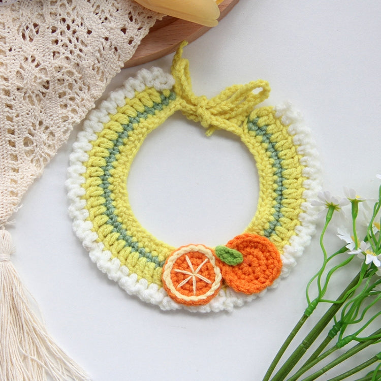 Cats Dog Cute Knitted Collar Woolen Collar Handmade Scarf For Photo Decoration, Style: Lime Green Oange(M)