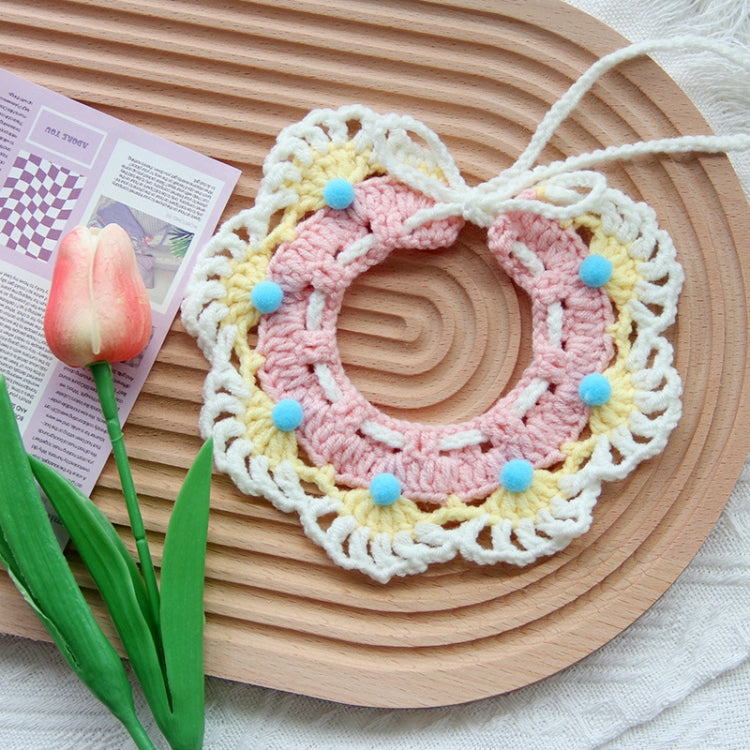 Cats Dog Cute Knitted Collar Woolen Collar Handmade Scarf For Photo Decoration, Style: Cherry Pink(L)