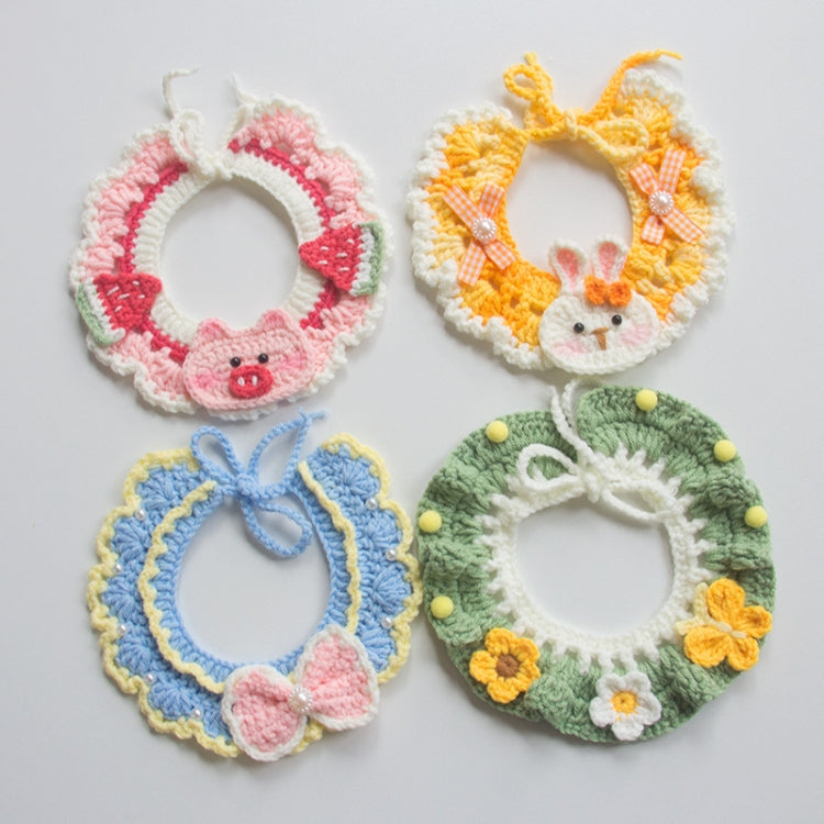 Cats Dog Cute Knitted Collar Woolen Collar Handmade Scarf For Photo Decoration, Style: Cherry Pink(S)