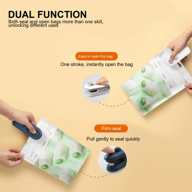 2 In 1 Vacuum Sealing Machine Portable Pressure Plastic Bag Sealing Device With Cutter(White)