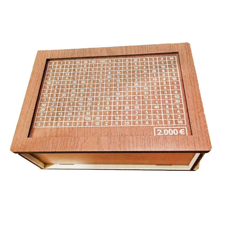 Wooden Money Box Piggy Bank With Counter Home Library Decoration, Spec: Light Brown 2000 Euros