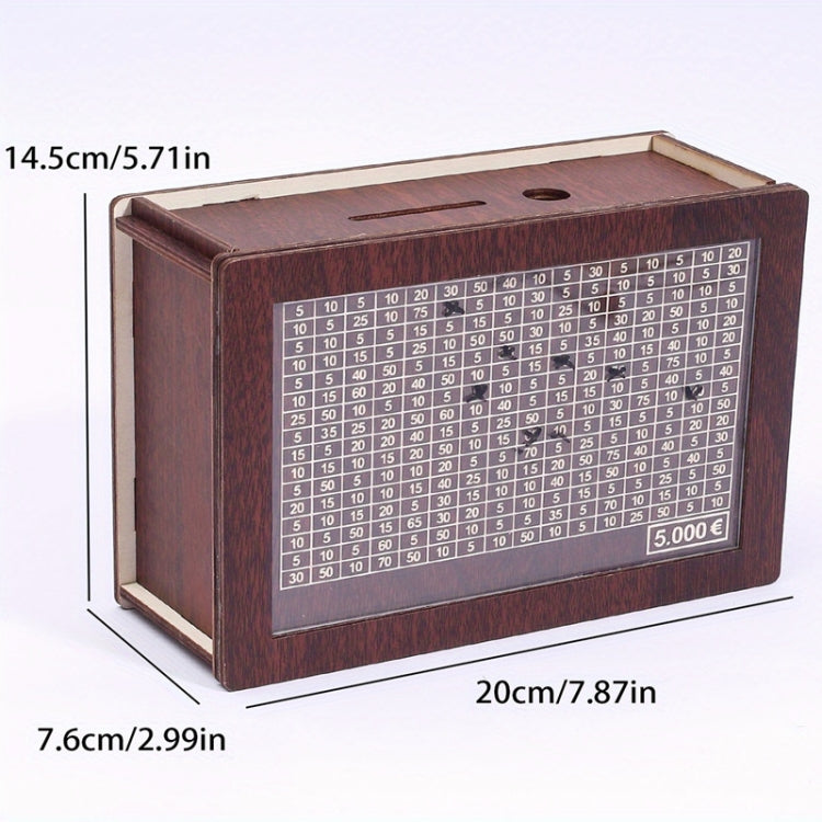 Wooden Money Box Piggy Bank With Counter Home Library Decoration, Spec: Dark Brown 10,000 Euros