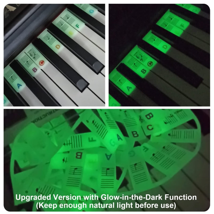 Luminous Silicone Piano Notes Guide Removable Piano Keyboard, Spec: 61 Keys Color Text