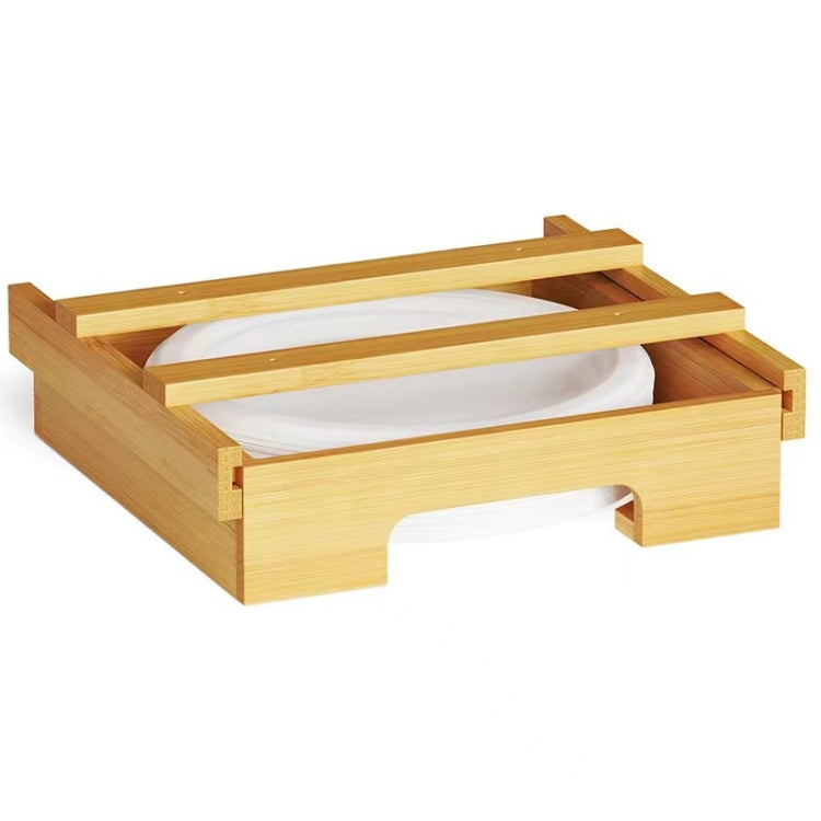 9-inch Paper Plate Dispenser Under Cabinet Bamboo Plates Holder Kitchen Storage Rack 24 x 26.5 x 6.5(Wood Color)