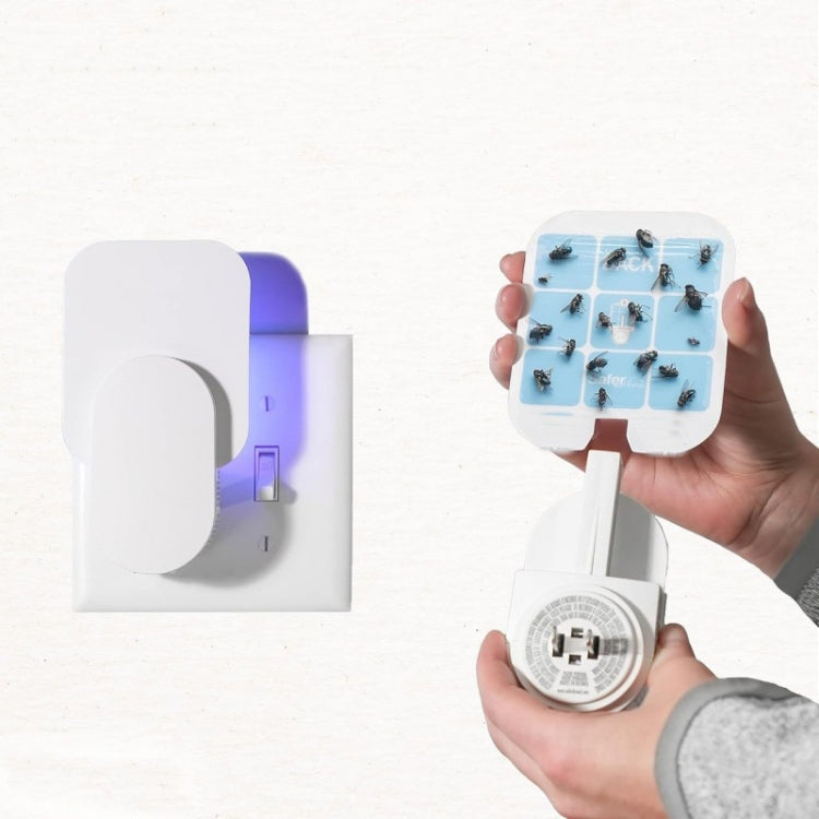 Plug-In Refillable Fly Trap For Flies, Moths, Gnats, And Other Flying Insects With 2 Glue Cards EU Plug(White)