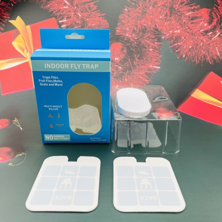 Plug-In Refillable Fly Trap For Flies, Moths, Gnats, And Other Flying Insects With 2 Glue Cards US Plug(White)