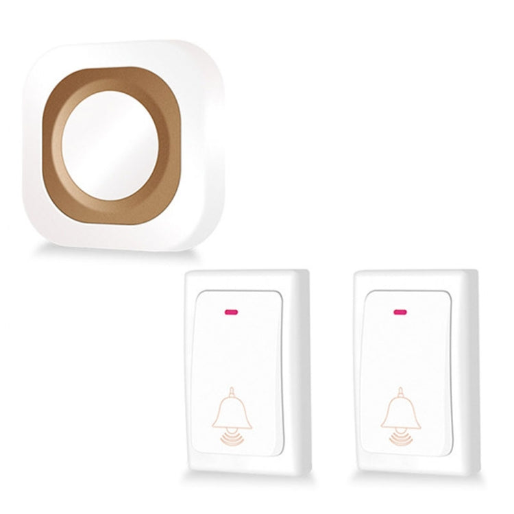 Flash Wireless Home Doorbell Self-Generated Smart Remote Control Doorbell Without Batteries, Specification: 2 For 1 White(EU Plug)