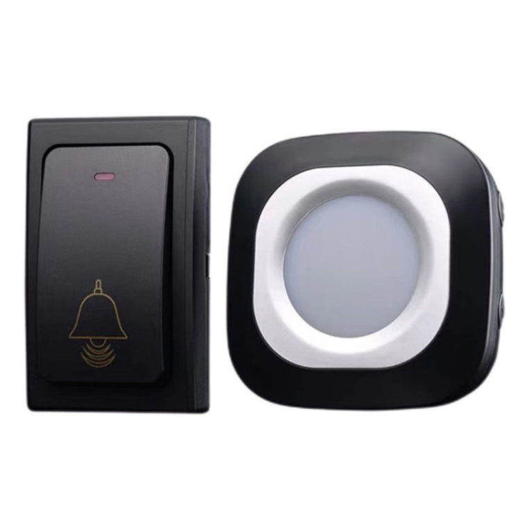Flash Wireless Home Doorbell Self-Generated Smart Remote Control Doorbell Without Batteries, Specification: 1 For 1 Black(EU Plug)