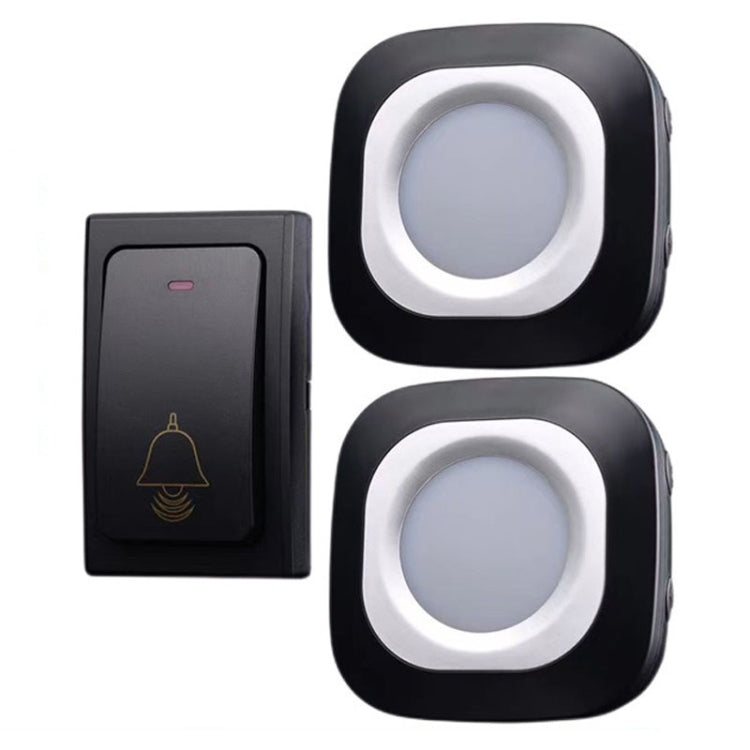 Flash Wireless Home Doorbell Self-Generated Smart Remote Control Doorbell Without Batteries, Specification: 1 For 2 Black(UK Plug)