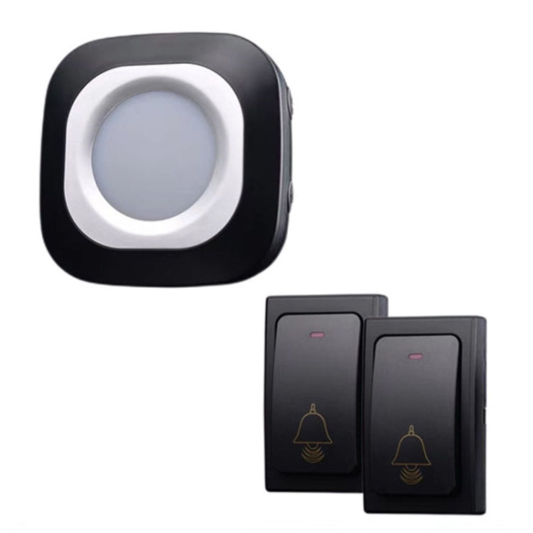 Flash Wireless Home Doorbell Self-Generated Smart Remote Control Doorbell Without Batteries, Specification: 2 For 1 Black(EU Plug)