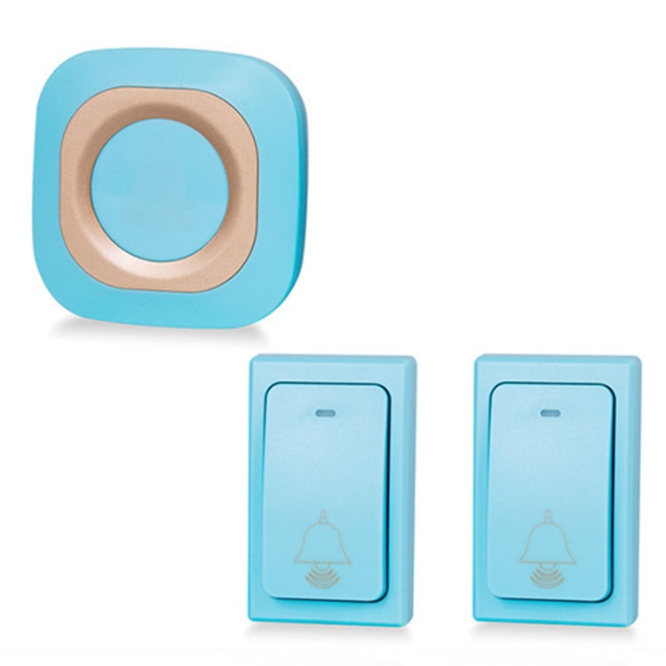 Flash Wireless Home Doorbell Self-Generated Smart Remote Control Doorbell Without Batteries, Specification: 2 For 1 Blue(UK Plug)
