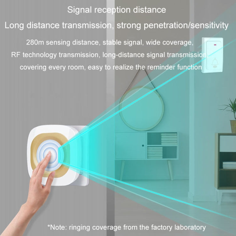 Flash Wireless Home Doorbell Self-Generated Smart Remote Control Doorbell Without Batteries, Specification: 1 For 2 Black(EU Plug)