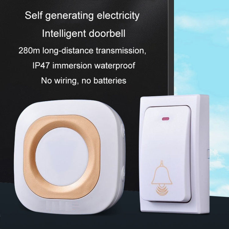 Flash Wireless Home Doorbell Self-Generated Smart Remote Control Doorbell Without Batteries, Specification: 2 For 1 White(US Plug)